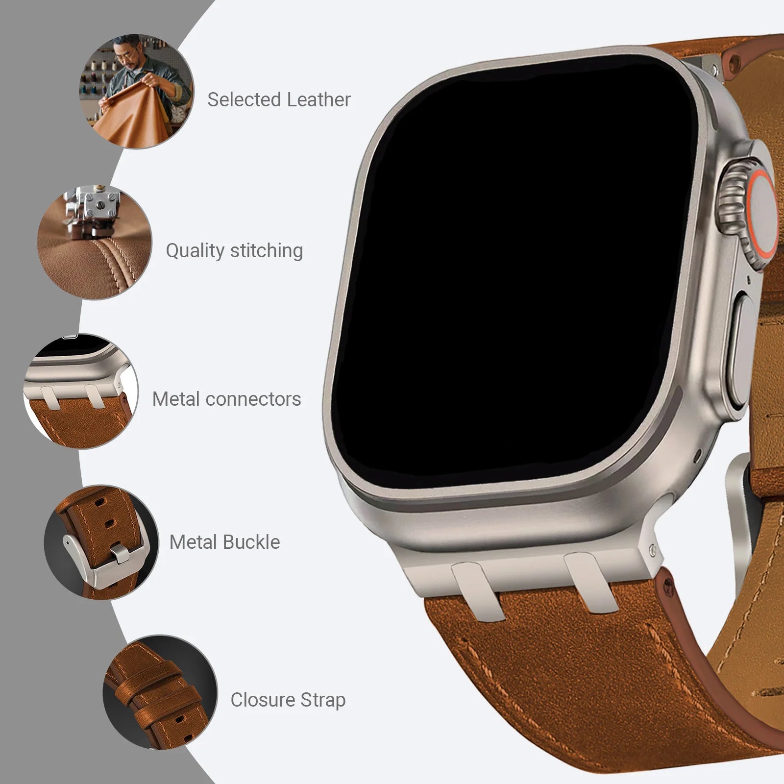Cowhide Leather Band for Apple Watch