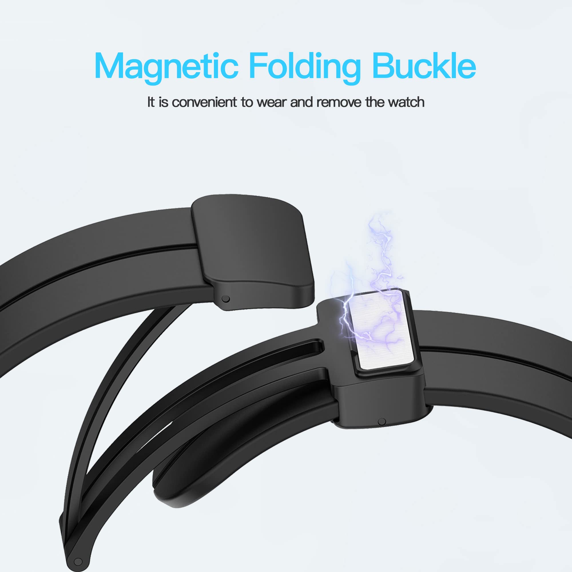 Magnesi Folding Magnetic Buckle Silicone Sport Strap For Apple Watch