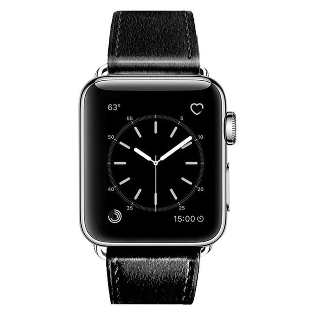 Silver apple watch leather on sale band